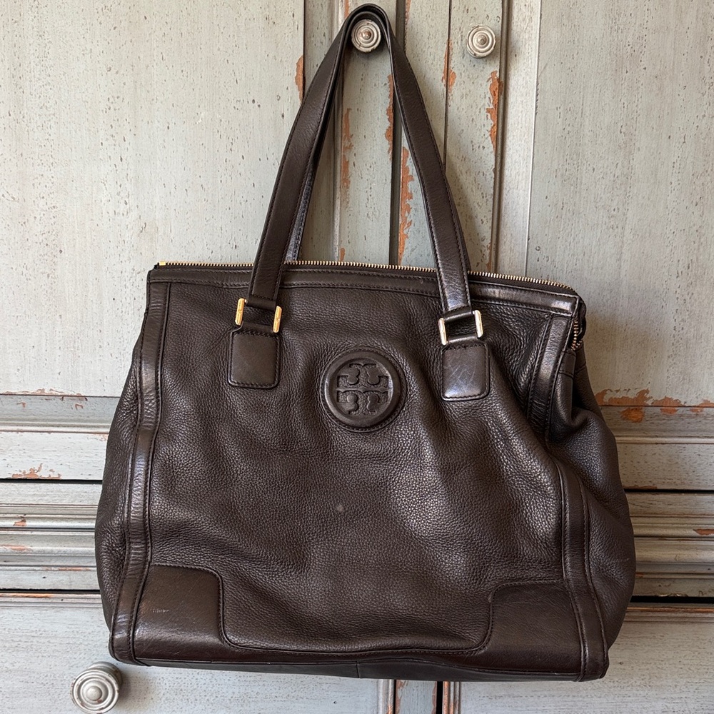 Tory Burch Black Pebbled Leather Tote